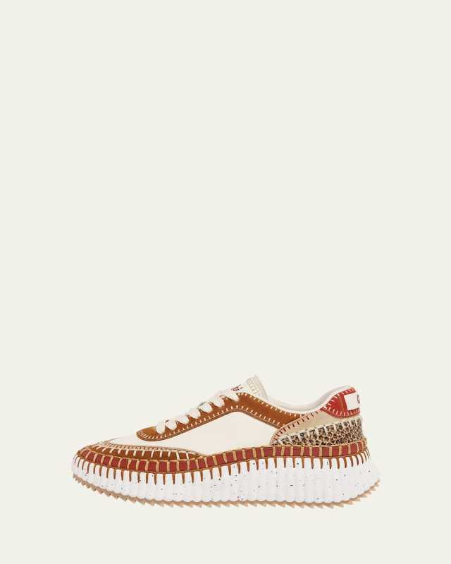 Nama Mixed Leather Low-Top Platform Sneakers